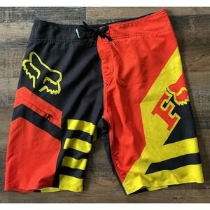 Mens Fox Racing Anthem Orange Swim Board Trunks Surfing Shorts 34 Waist